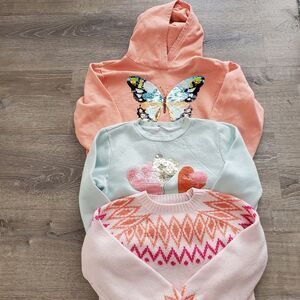 CAT & JACK H&M  | 6X-10 KID'S |  3 SWEATER in PASTELS SEQUINS SPRING BUNDLE